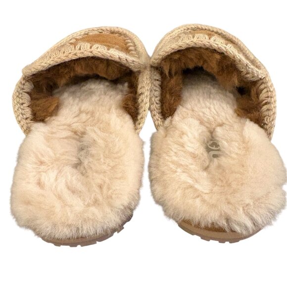 Mou Campfire Slippers Shearling Lined Interior Hand Crocheted Stitching NWOT - Picture 4 of 5